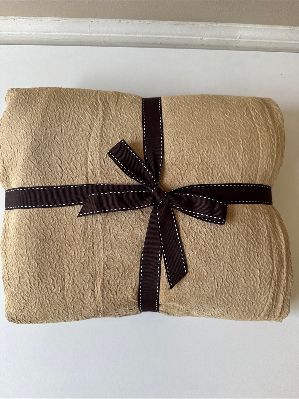 King / Cal King Cream/Tan Soft Embossed Plush Velvety Duvet Cover